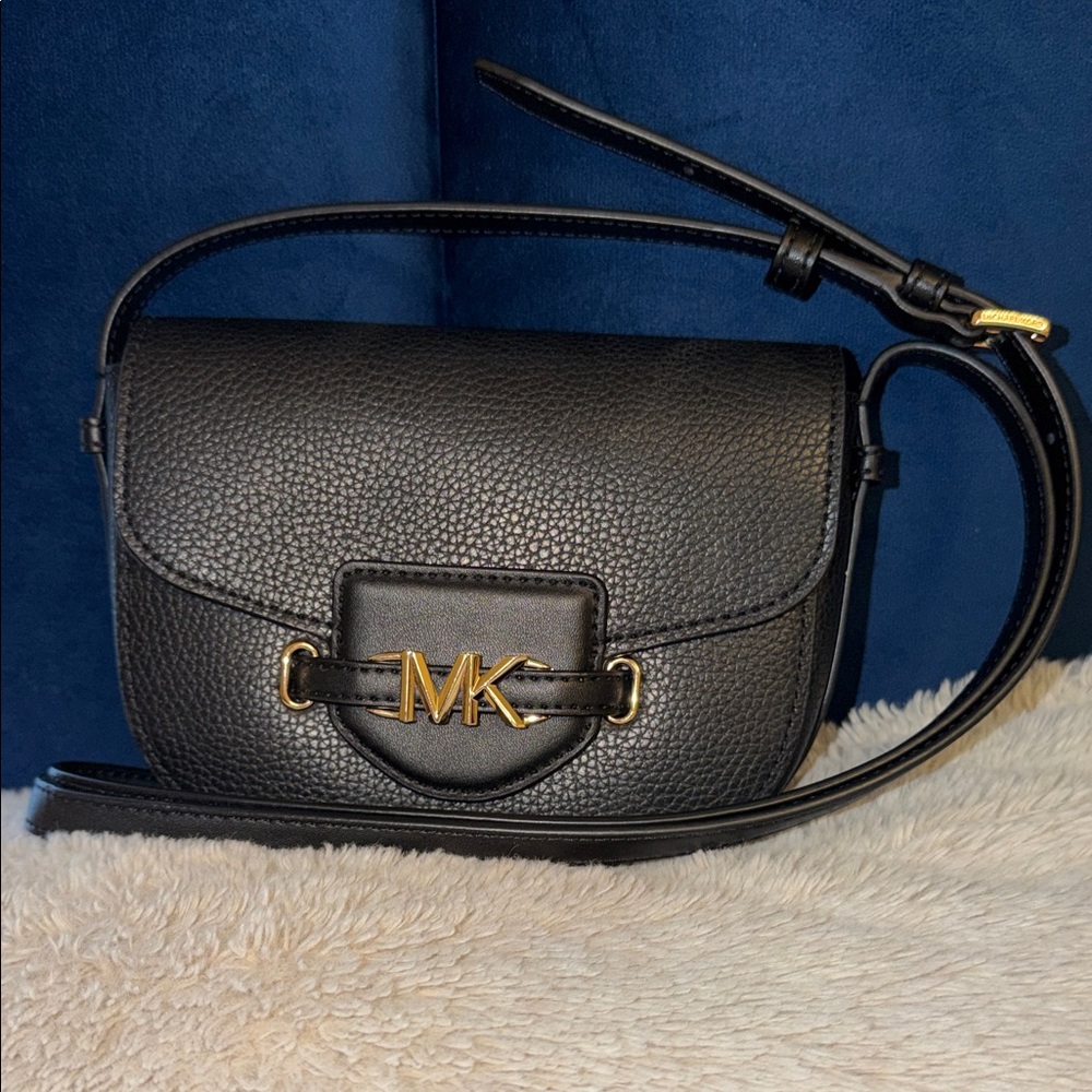 Michael Kors Black Crossbody Bag with Gold Logo.